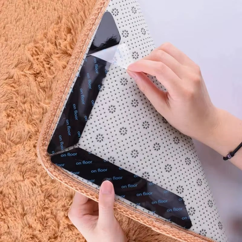 12PCS Carpet Non-Slip Sticker Reusable Water Proof anti Curling Carpet Patch Fixed Sticker Floor Rug Mat Tape Gripper Corner Pad