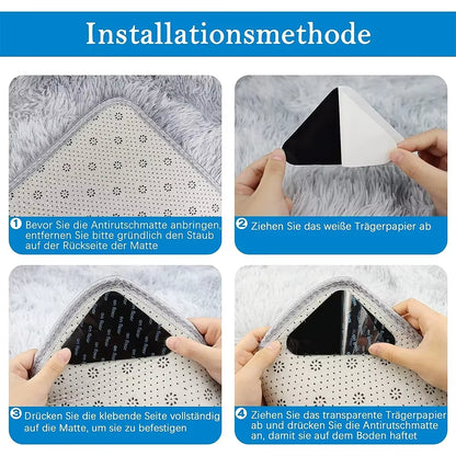 12PCS Carpet Non-Slip Sticker Reusable Water Proof anti Curling Carpet Patch Fixed Sticker Floor Rug Mat Tape Gripper Corner Pad